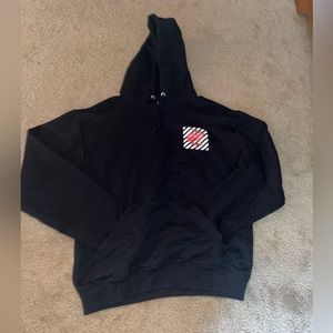 New black drawstring rose hoodie